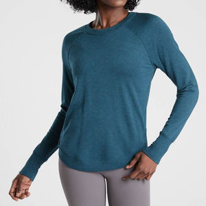 Athleta Mindset Sweatshirt Large Teal Blue Long Sleeve Modal Knit Pullover
